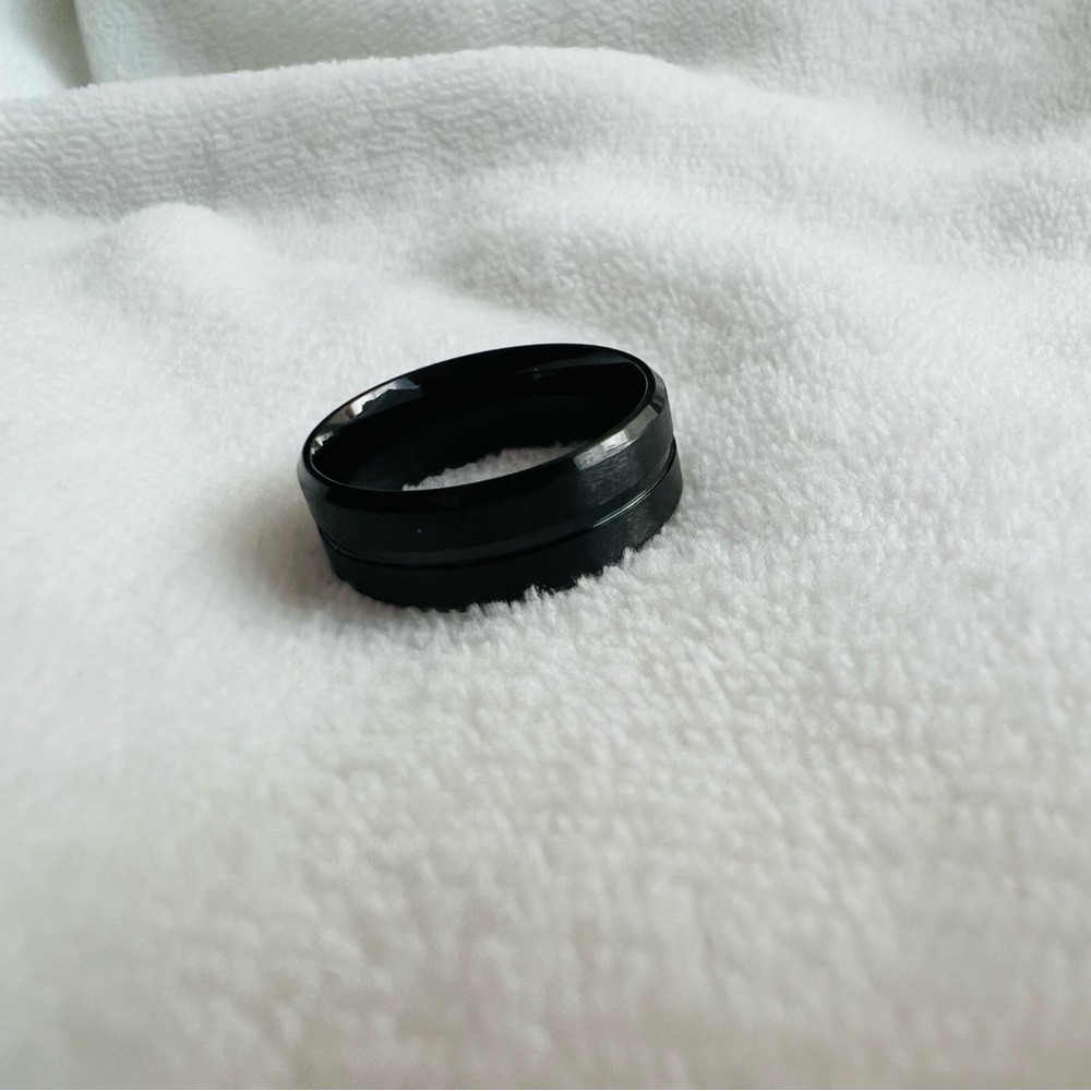 🖤 New! Black Carbonized Steel Ring Groove Matte Stainless Steel Size 12 - Picture 3 of 4